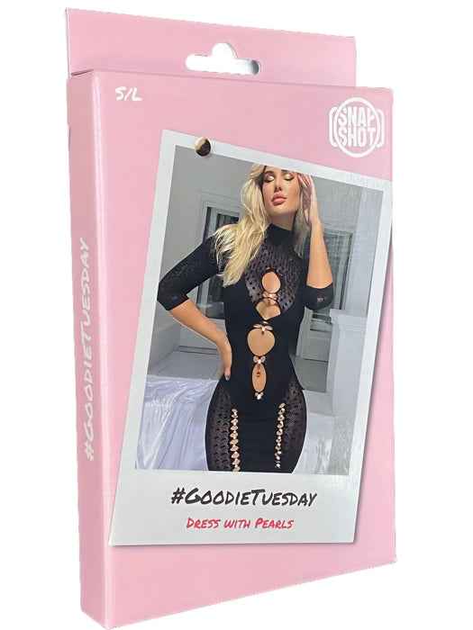 Snapshot - #goodietuesday - Mini Jurk met Parels - One Size - Zwart-Laced-up.nl