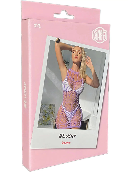 Snapshot - #lushy - Visnet Mini Jurk - One Size - Lila-Laced-up.nl