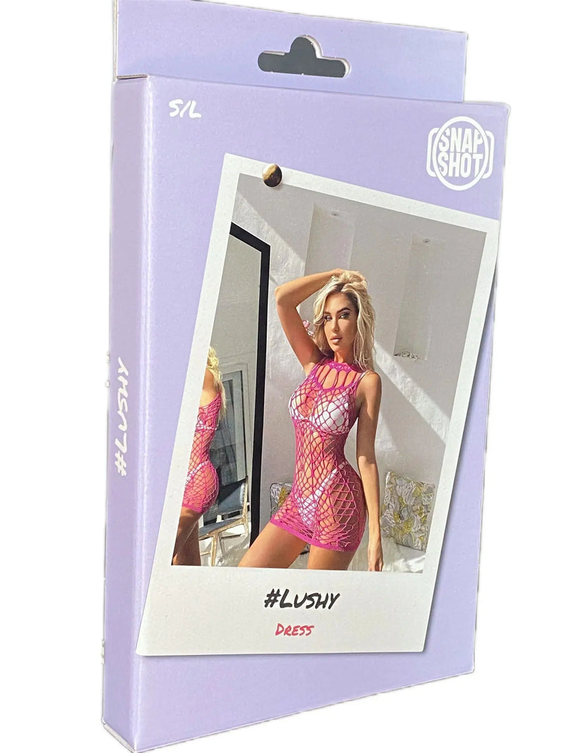 Snapshot - #lushy - Visnet Mini Jurk - One Size - Roze-Laced-up.nl