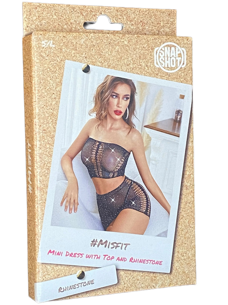 Snapshot - #misfit - Skirt with Top and Rhinestones - One Size - Black-Laced-up.nl