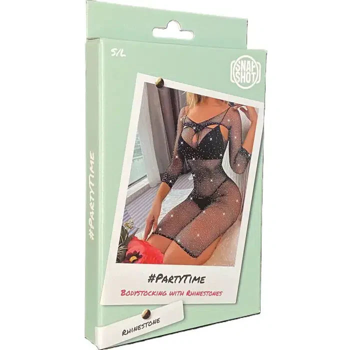 Snapshot - #partytime - Mini Jurkje met Strass Steentjes - One Size - Zwart-Laced-up.nl