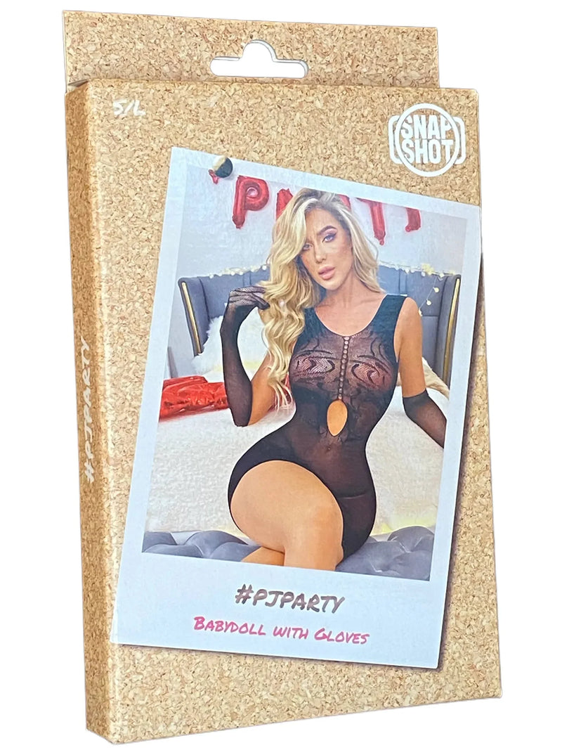 Snapshot - #pjparty - Visnet Mini Jurkje met Handschoenen - One Size - Zwart-Laced-up.nl
