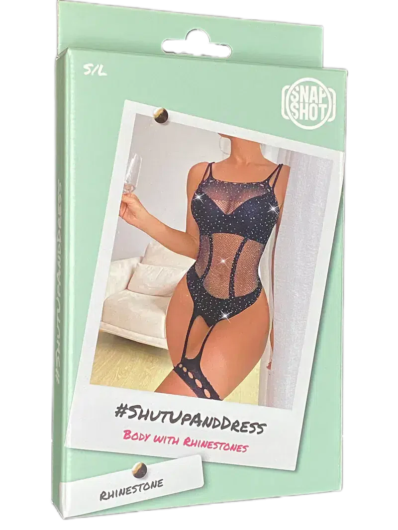Snapshot - #shutupanddress - Visnet Body met Strass steentjes - One Size - Zwart-Laced-up.nl