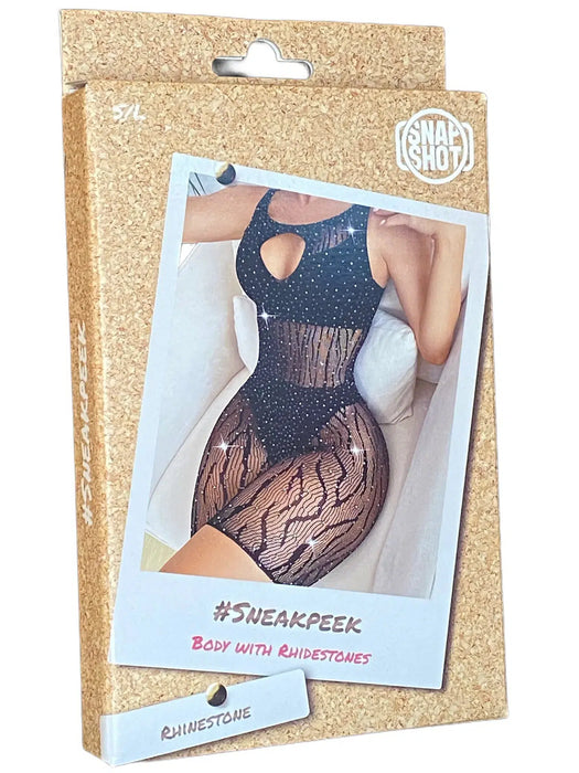 Snapshot - #sneakpeek - Mini Jurk met Strass Steentjes - One Size - Zwart-Laced-up.nl