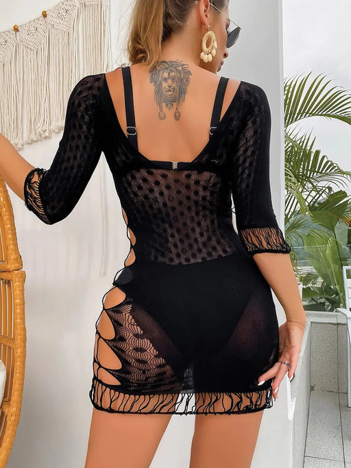 Snapshot - #tbt - Kanten Mini Jurkje met Mouwen - One Size - Zwart-Laced-up.nl