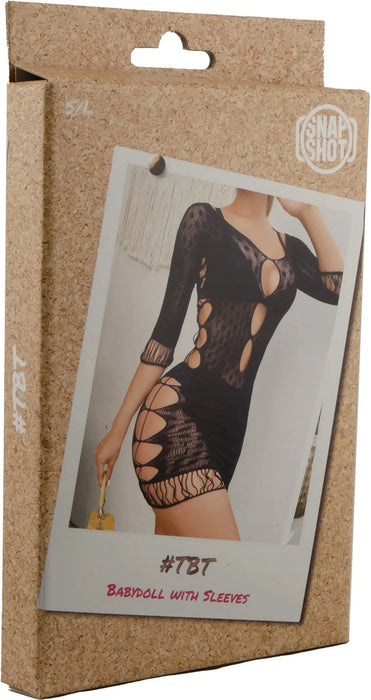 Snapshot - #tbt - Kanten Mini Jurkje met Mouwen - One Size - Zwart-Laced-up.nl