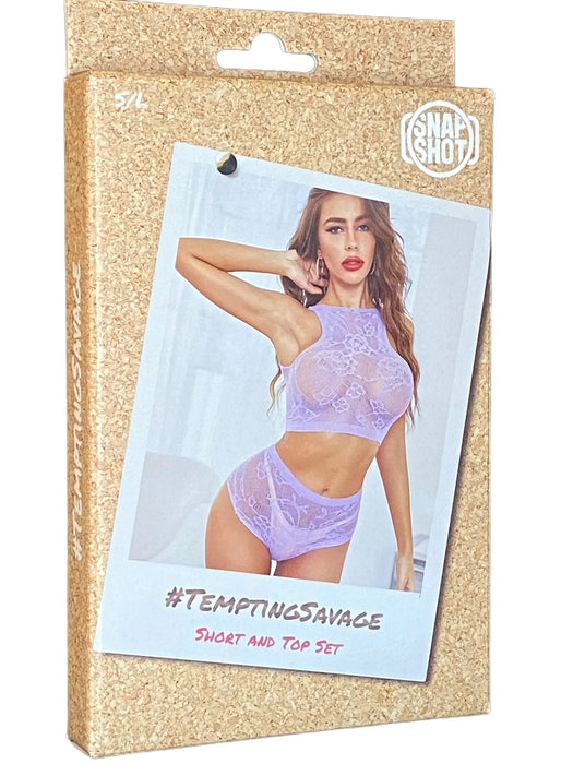 Snapshot - #temptingsavage - Kanten Broekje en Topje Set - One Size - Lila-Laced-up.nl