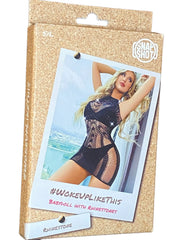 Snapshot - #wokeuplikethis - Mini Jurkje met Strass steentjes - One Size - Zwart-Laced-up.nl