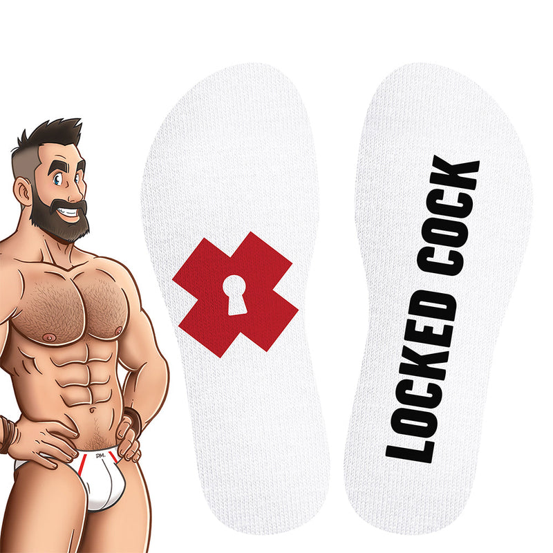 SneakXX - Sneaker Sokken LOCKED COCK - Wit-Erotiekvoordeel.nl