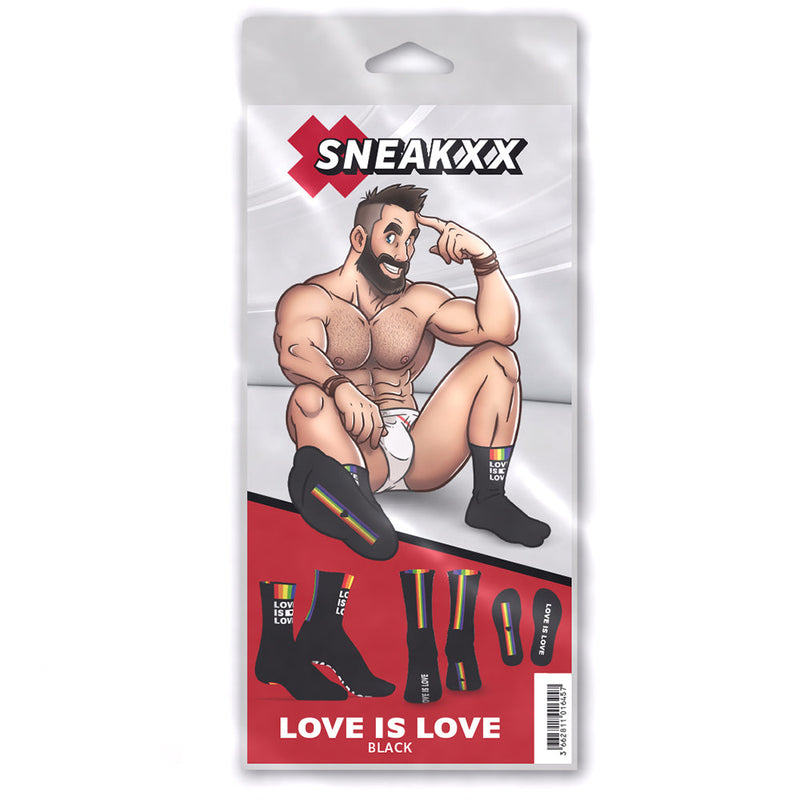 SneakXX - Sneaker Sokken LOVE IS LOVE - Zwart-Erotiekvoordeel.nl