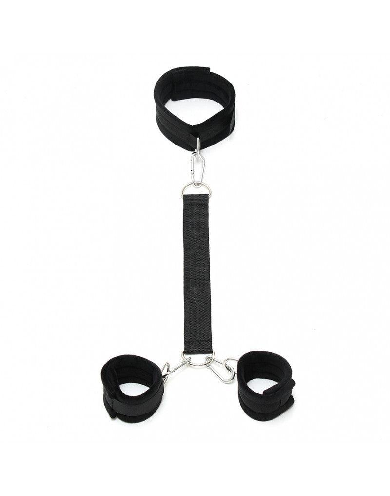 Rimba - Soft Bondageset - Zachte Halsband Met Riem Verbonden Aan Handboeien - Verstelbaar-Laced-up.nl