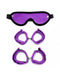 Rimba - Soft Bondage Set Handboeien Voetboeien Blinddoek - Zwart/Paars-Laced-up.nl