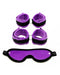 Rimba - Soft Bondage Set Handboeien Voetboeien Blinddoek - Zwart/Paars-Laced-up.nl
