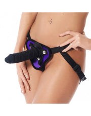 Rimba - Soft Bondage Voorbindslip zonder dildo - Zwart/Paars-Laced-up.nl