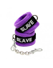 Rimba - Soft Bondage Set blinddoek En handboeien SLAVE - Zwart/Paars-Laced-up.nl