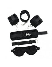 Rimba - Soft Bondageset Hand/Enkels Met band En blinddoek - Zwart-Laced-up.nl