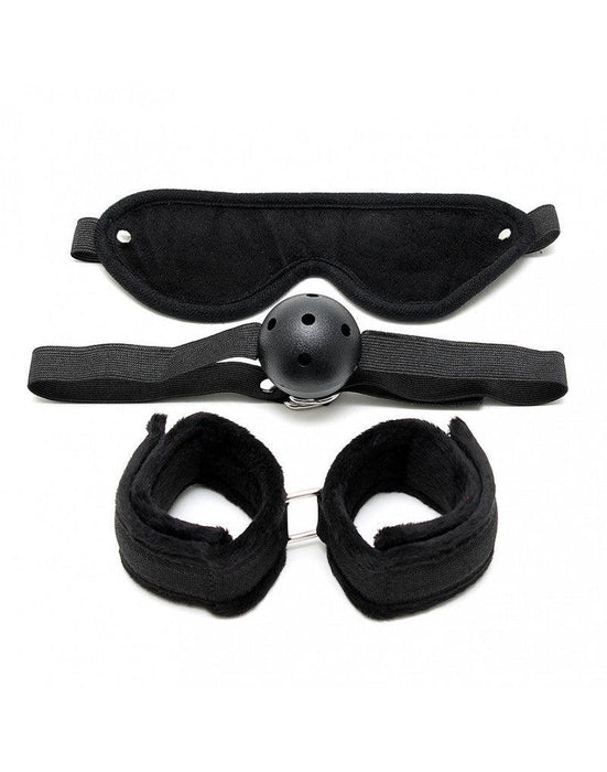 Rimba - Soft Bondage Set Met klittenband En gag (3-delig)-Laced-up.nl