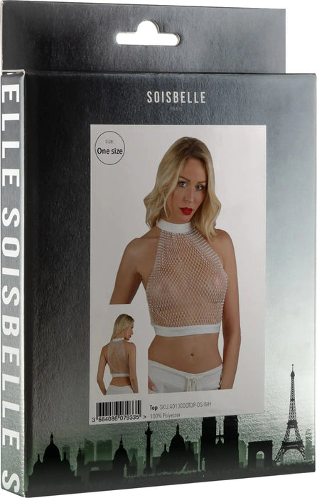 Soisbelle Paris - Net Top met Strass Steentjes - One Size - Wit-Laced-up.nl
