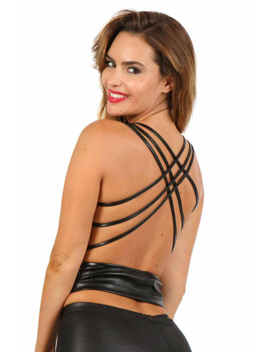 Soisbelle Paris - Wetlook Top - Gekruiste Rugbandjes - Zwart-Laced-up.nl