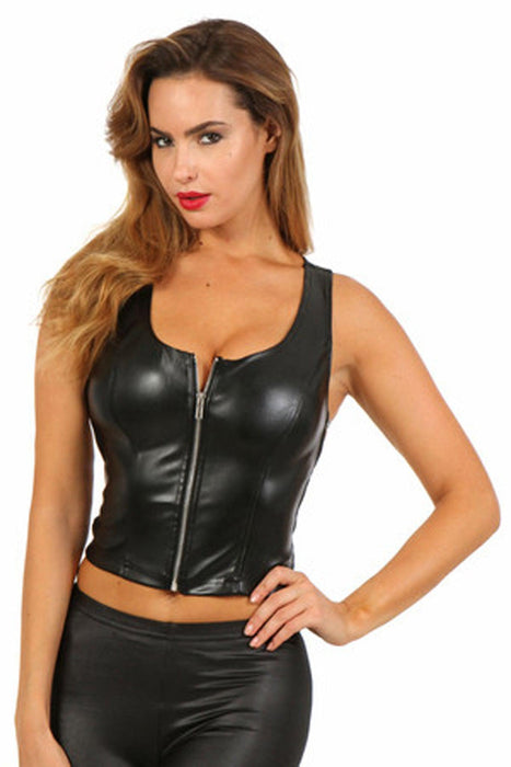 Soisbelle Paris - Wetlook Top - Gekruiste Rugbandjes - Zwart-Laced-up.nl