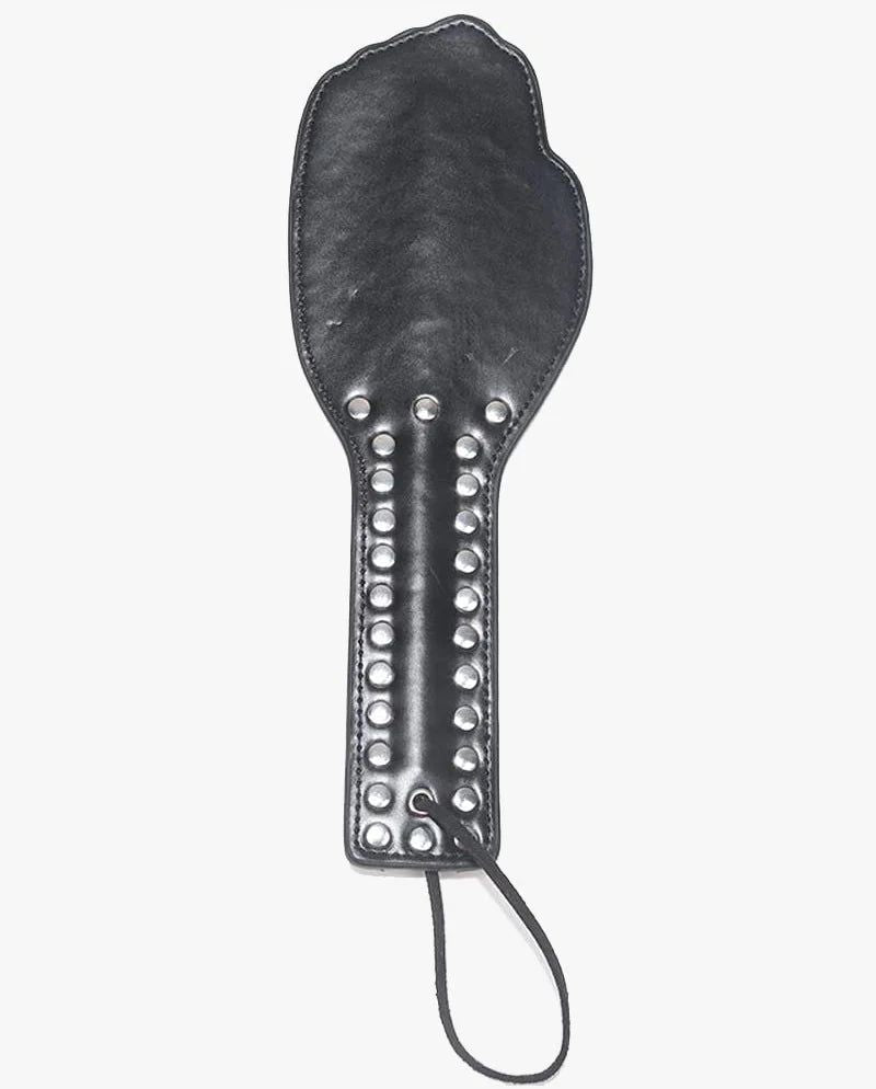 Leren Spanking Plak - Studded Hand - Zwart-Laced-up.nl