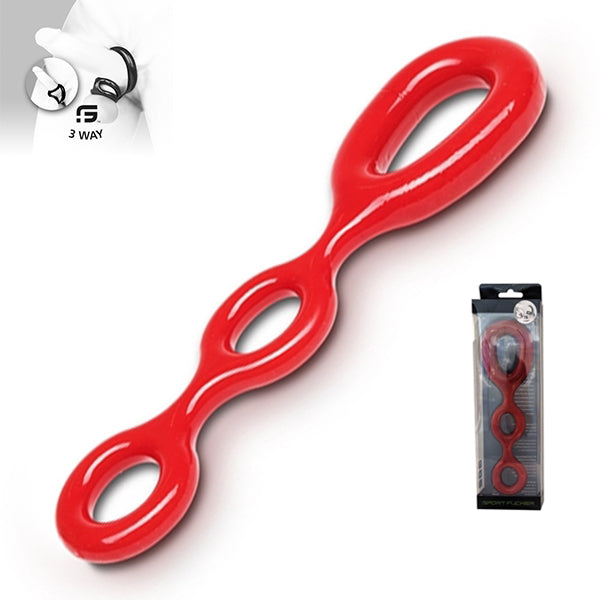 Sport Fucker - 3 Way - Cockring, Ballstretcher en Ass Lock - Rood-Laced-up.nl