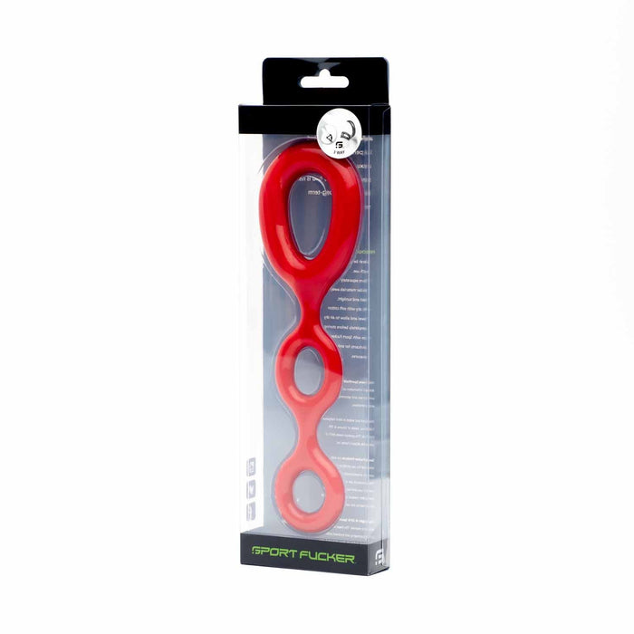 Sport Fucker - 3 Way - Cockring, Ballstretcher en Ass Lock - Rood-Laced-up.nl