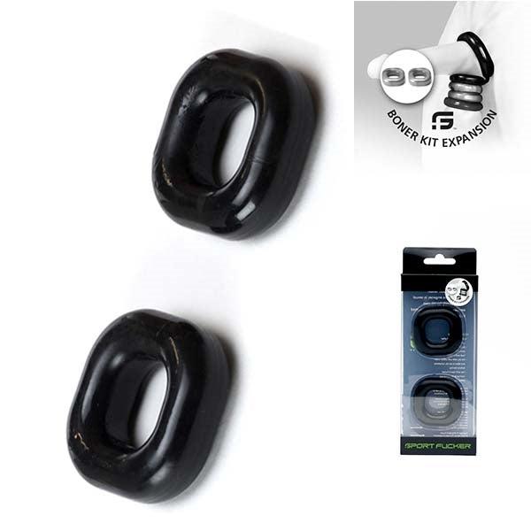 Sport Fucker - Boner Expansion Pack - Rekbare Cockringen - Zwart-Laced-up.nl
