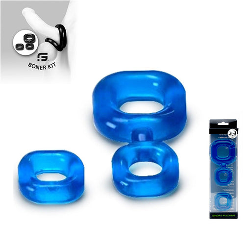 Sport Fucker - Boner Kit - Cockring En Ballstretcher - IJsblauw-Erotiekvoordeel.nl