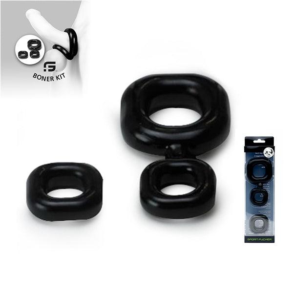Sport Fucker - Boner Kit - Cockring En Ballstretcher - Zwart-Laced-up.nl