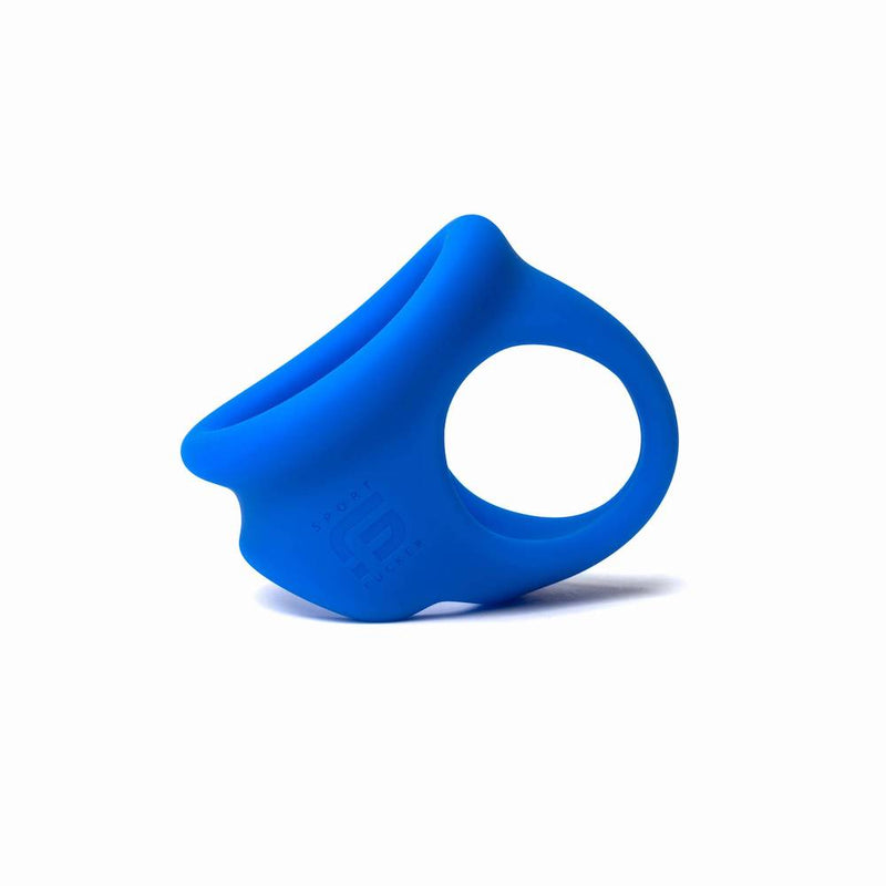 Sport Fucker - Cock Chute - Rekbare Cockring en Ballenspreider - Liquid Siliconen - Blauw-Laced-up.nl