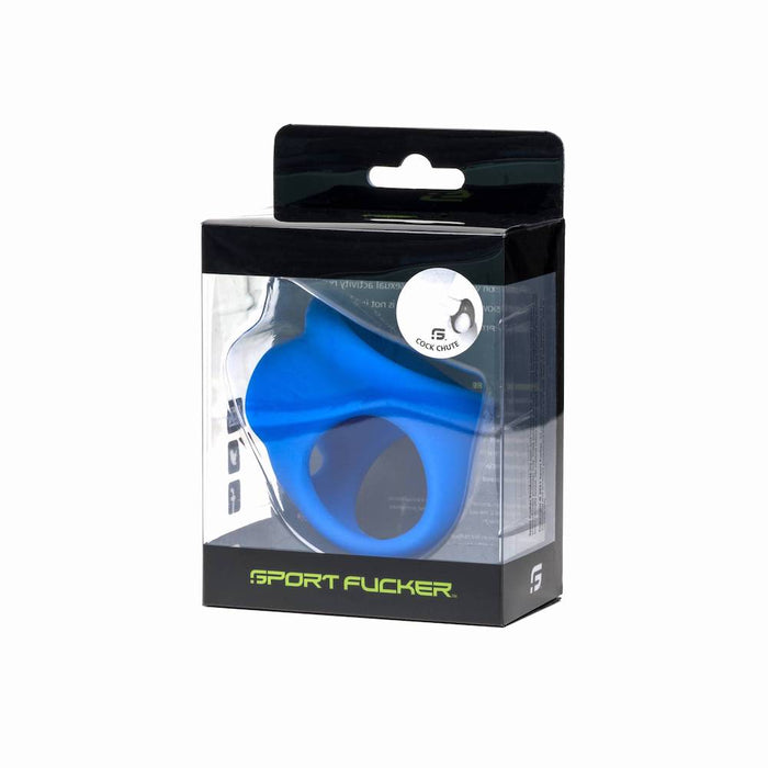 Sport Fucker - Cock Chute - Rekbare Cockring en Ballenspreider - Liquid Siliconen - Blauw-Laced-up.nl