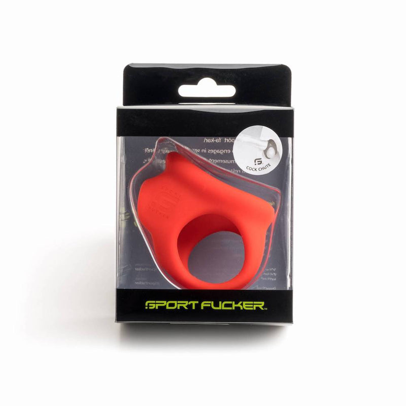 Sport Fucker - Cock Chute - Rekbare Cockring en Ballenspreider - Liquid Siliconen - Rood-Erotiekvoordeel.nl
