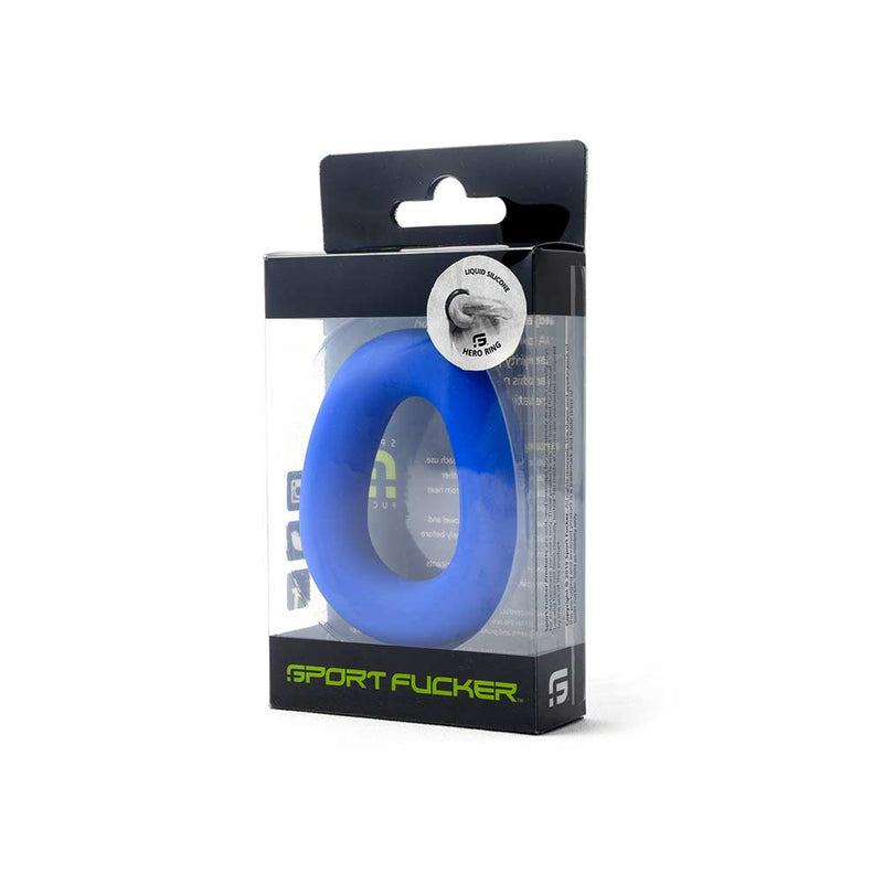 Sport Fucker - Hero - Elastische Cockring - Liquid Siliconen - Blauw-Laced-up.nl