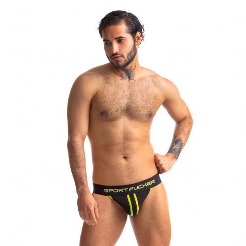 Sport Fucker - Jersey Jockstrap Herenslip - Zwart/Geel-Laced-up.nl