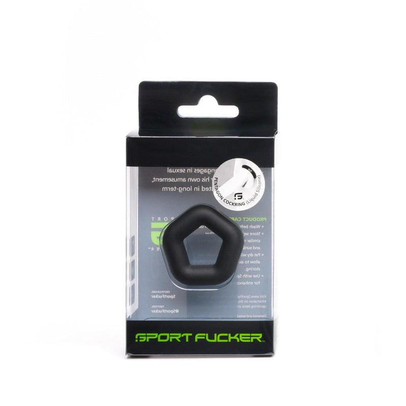 Sport Fucker - Pentagon Cock Ring - Black-Laced-up.nl