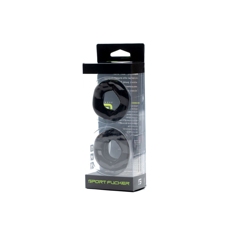 Sport Fucker - Revolution Cockring & Ballstretcher Set – Zwart-Erotiekvoordeel.nl