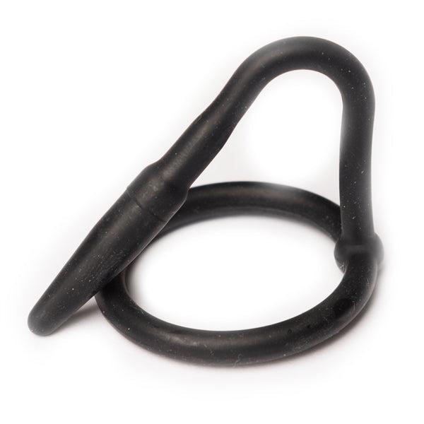 Sport Fucker - Siliconen Cockring Met Penisplug - Zwart-Laced-up.nl