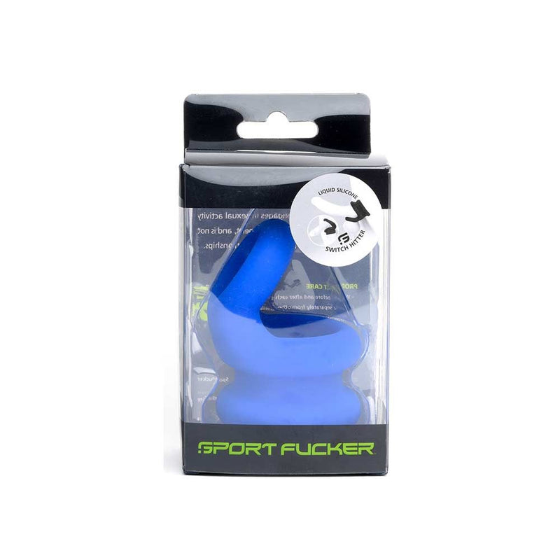 Sport Fucker - Switch Hitter - Rekbare Cockring & Ballstretcher - Blauw-Erotiekvoordeel.nl