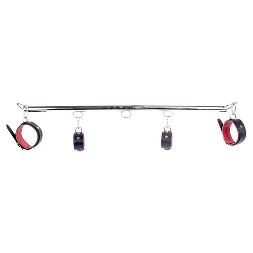 Kiotos - Spreidstang - Spreader Bar - Met Lederen Hand- En Enkelboeien - Rood/Zwart-Laced-up.nl