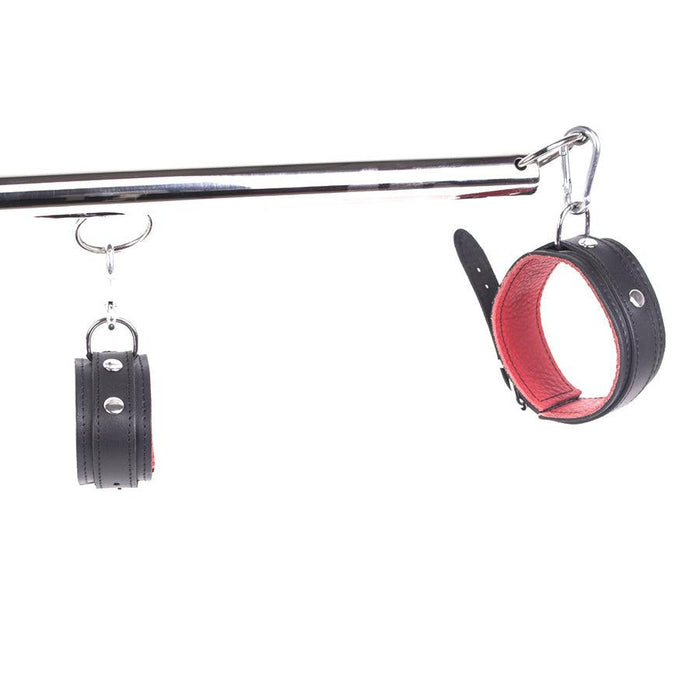Kiotos - Spreidstang - Spreader Bar - Met Lederen Hand- En Enkelboeien - Rood/Zwart-Laced-up.nl