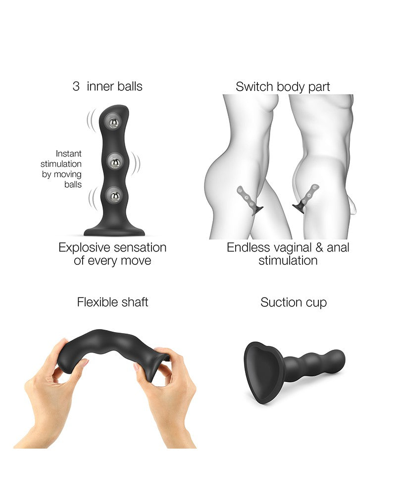 Strap-On-Me - Anaal Dildo - Buttplug Geisha Balls - Losse Roterende Balletjes - Zwart-Erotiekvoordeel.nl