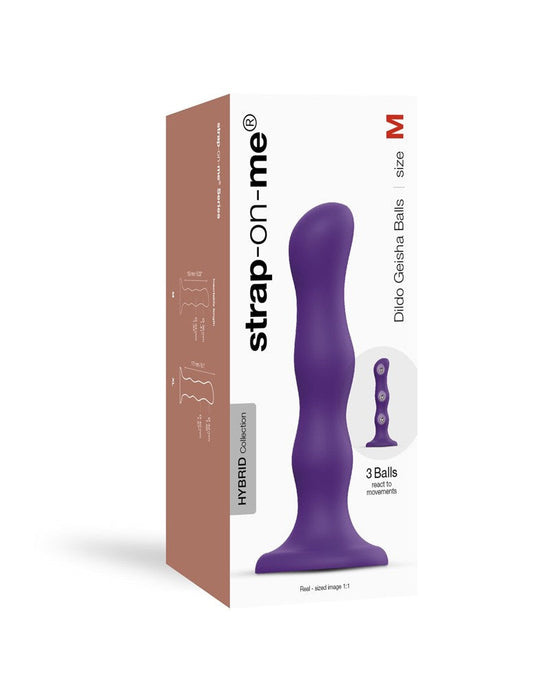 Strap-On-Me - Anaal Dildo/Buttplug Geisha Balls Met Losse Roterende Balletjes - Paars-Laced-up.nl