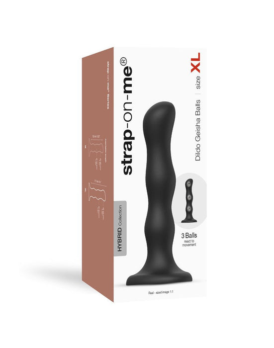 Strap-On-Me - Anaal Dildo/Buttplug Geisha Balls Met Losse Roterende Balletjes - Zwart-Erotiekvoordeel.nl