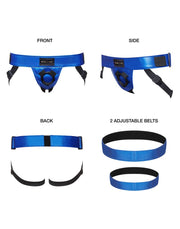 Strap-On-Me - Curious - Strap-on Harnas - PU Leer - Metallic Blauw-Erotiekvoordeel.nl