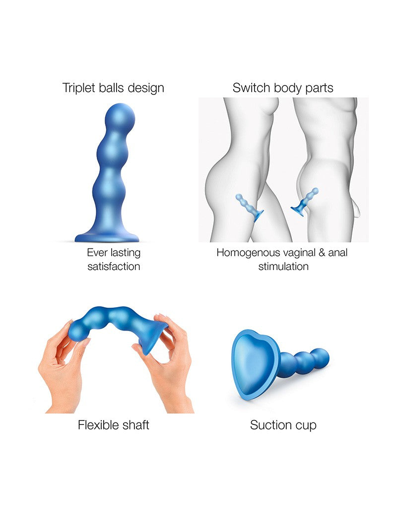 Strap-On-Me - Dildo Plug Balls - Metallic Blauw-Laced-up.nl