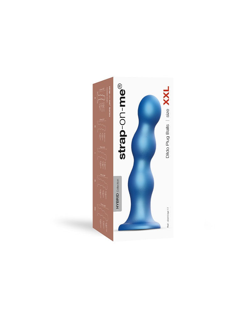 Strap-On-Me - Dildo Plug Balls - Metallic Blauw-Laced-up.nl