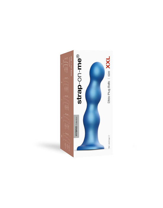 Strap-On-Me - Dildo Plug Balls - Metallic Blauw-Laced-up.nl