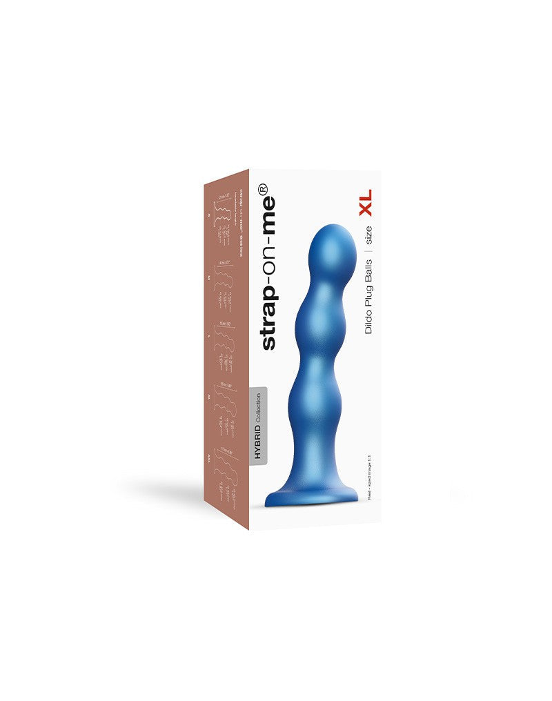 Strap-On-Me - Dildo Plug Balls - Metallic Blauw-Laced-up.nl