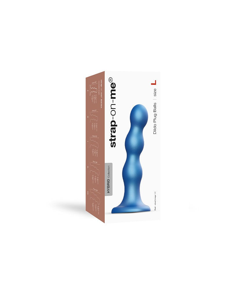 Strap-On-Me - Dildo Plug Balls - Metallic Blauw-Laced-up.nl